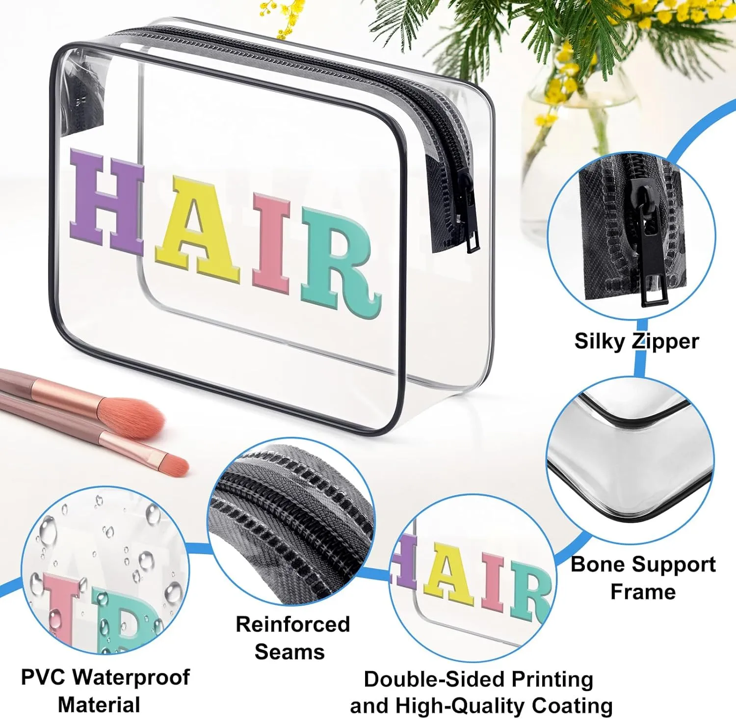 Hair Care Preppy Makeup Bag Hairdresser Gifts Hair Stylist Cosmetic Bag Funny Hair Dresser Gift Cosmetic Makeup Case Birthday Graduation Gift for Women Friends Sister Travel Zipper Toiletry Pouch