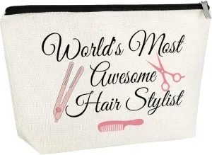 Hair Stylist Gift Thank You Gift for Hairdresser Women Makeup Bag Hair Stylist Present for Female Barber Salon Cosmetology Graduate Birthday Present for Women Barber Friend Travel Toiletry Pouch