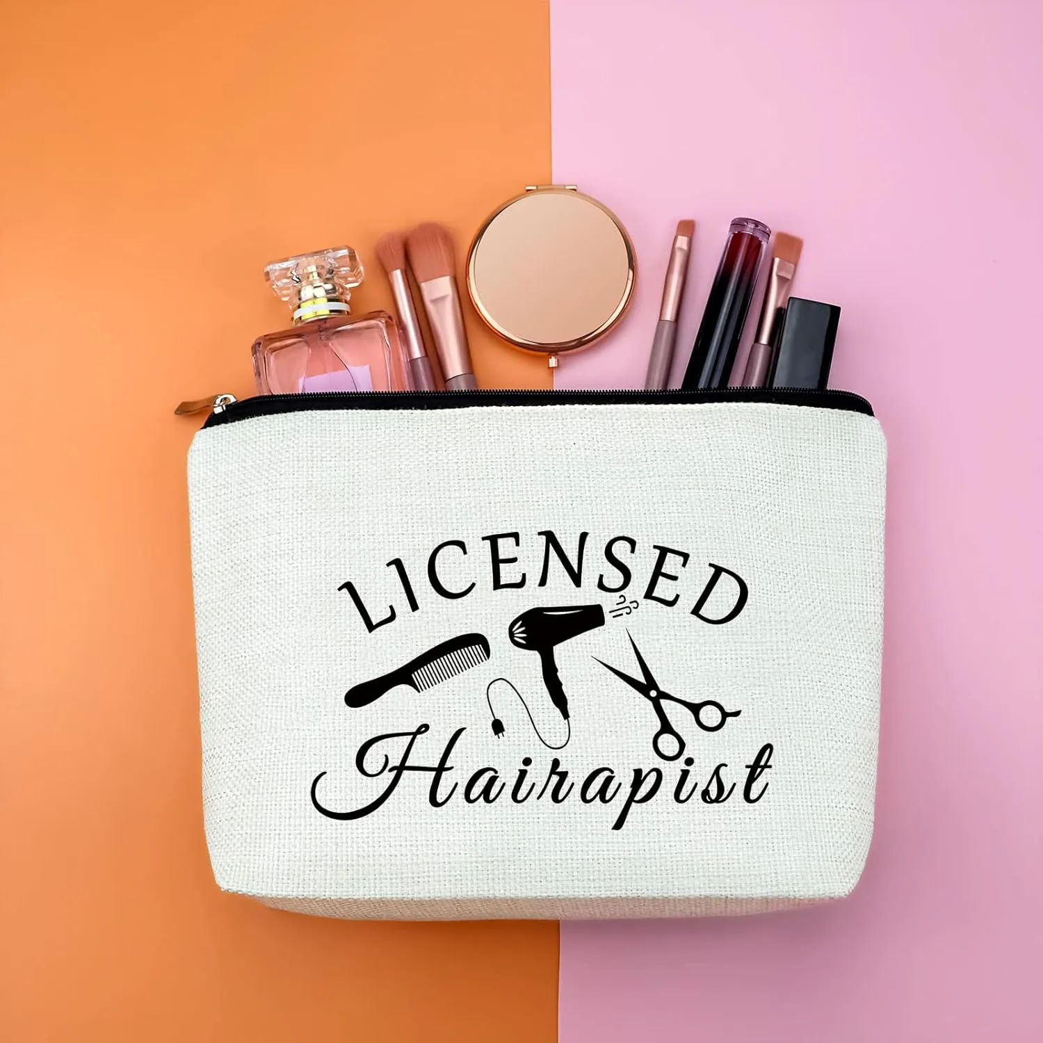 Hair Stylist Gifts Hair Dresser Gift for Women Makeup Bag Hairdresser Present Salon Owner Cosmetic Bag Inspirational Graduation Present for Hairdresser for Friends Cosmetology Travel Pouch
