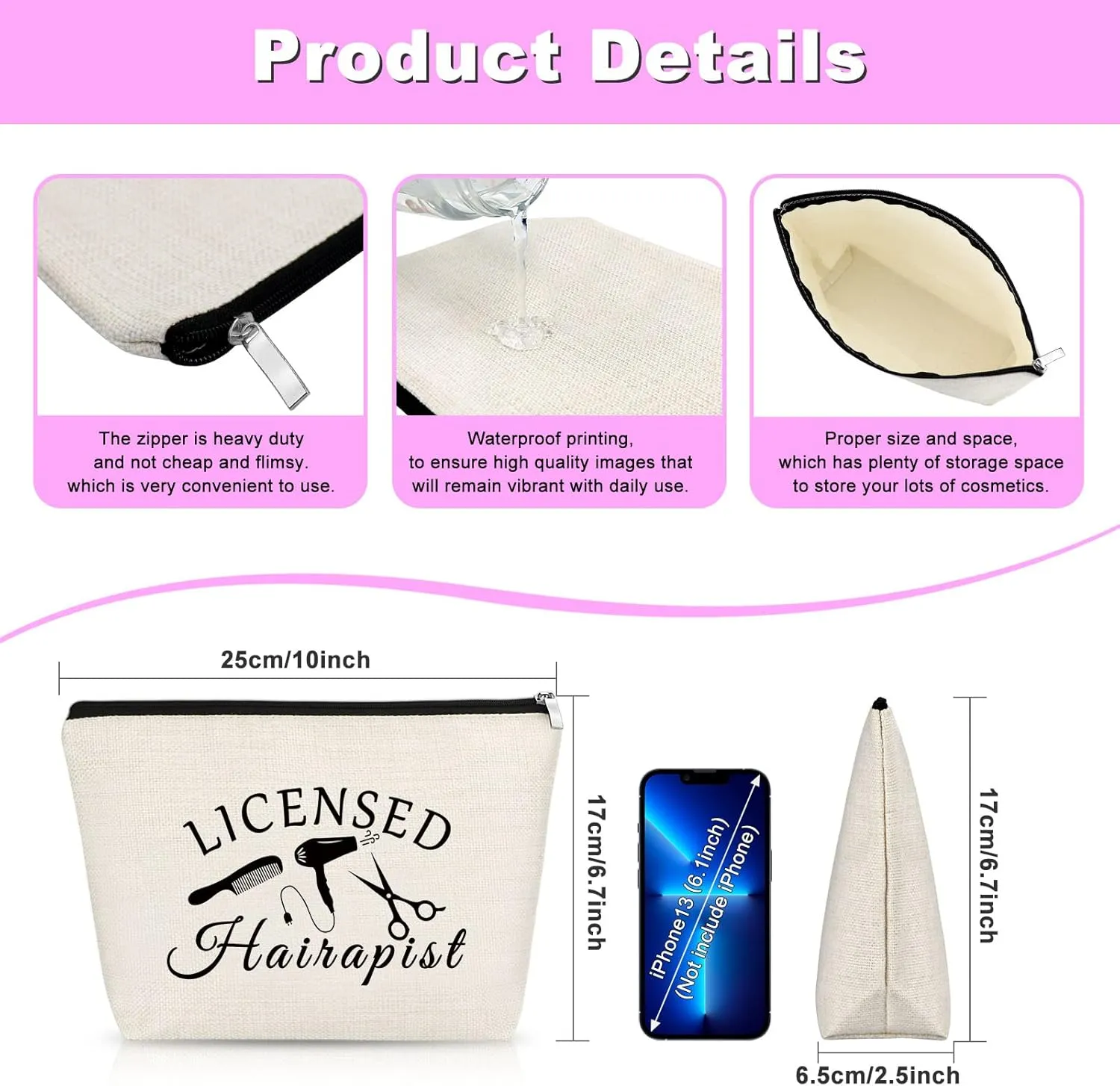 Hair Stylist Gifts Hair Dresser Gift for Women Makeup Bag Hairdresser Present Salon Owner Cosmetic Bag Inspirational Graduation Present for Hairdresser for Friends Cosmetology Travel Pouch