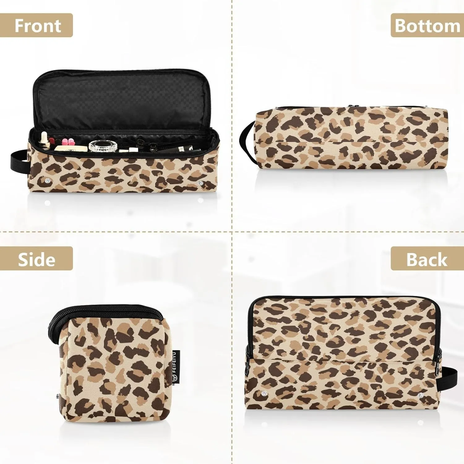 Hair Tools Travel Bag with Heat Resistant Mat 2-in-1 Hot Tools Travel Bag Organizer Flat Curling Iron Travel Case for Straightener Leopard Print Brown