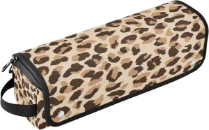 Hair Tools Travel Bag with Heat Resistant Mat 2-in-1 Hot Tools Travel Bag Organizer Flat Curling Iron Travel Case for Straightener Leopard Print Brown