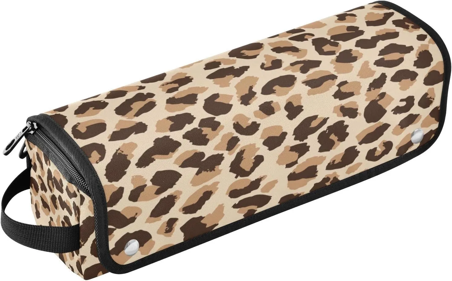 Hair Tools Travel Bag with Heat Resistant Mat 2-in-1 Hot Tools Travel Bag Organizer Flat Curling Iron Travel Case for Straightener Leopard Print Brown