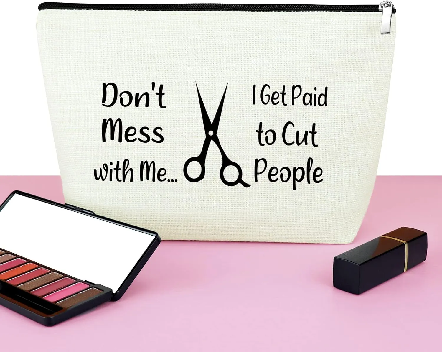Hairdresser Gifts Hair Stylist Makeup Bags Funny Gift for Hairstylist Coworker Salon Owner Esthetician Cosmetic Bag Cosmetology Graduation Birthday Gifts for Girls Women Friends Travel Makeup Pouch