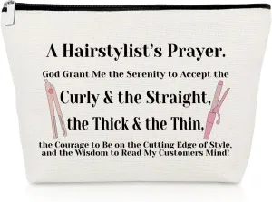 Hairdresser Gifts Hair Stylist Prayer Makeup Bag Hair Stylist Presents Hairstylist Gift Christian Appreciation Presents for Salon Religious Birthday Cosmetic Bag Cosmetology Graduation Travel Pouch