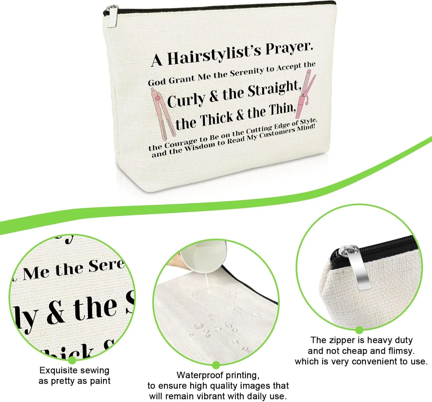 Hairdresser Gifts Hair Stylist Prayer Makeup Bag Hair Stylist Presents Hairstylist Gift Christian Appreciation Presents for Salon Religious Birthday Cosmetic Bag Cosmetology Graduation Travel Pouch