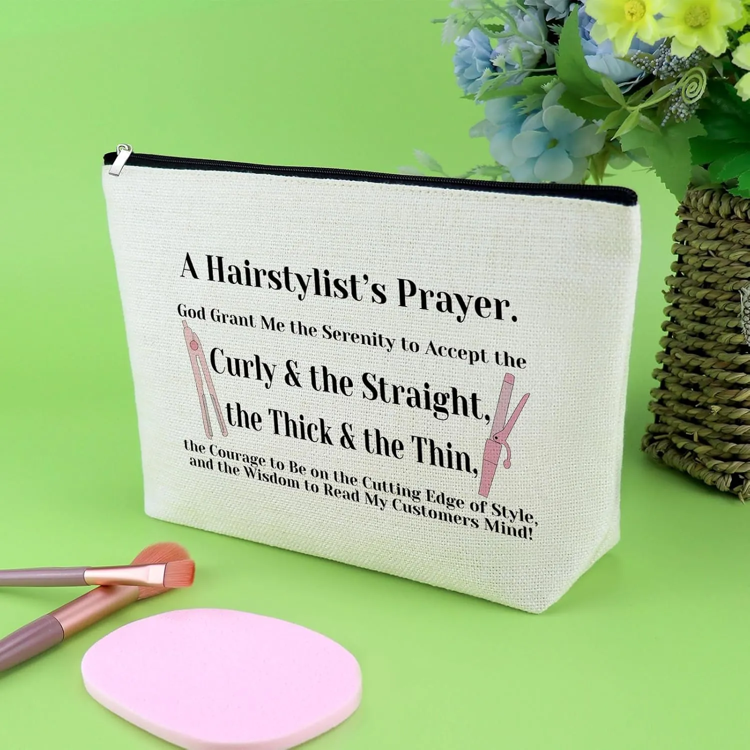 Hairdresser Gifts Hair Stylist Prayer Makeup Bag Hair Stylist Presents Hairstylist Gift Christian Appreciation Presents for Salon Religious Birthday Cosmetic Bag Cosmetology Graduation Travel Pouch