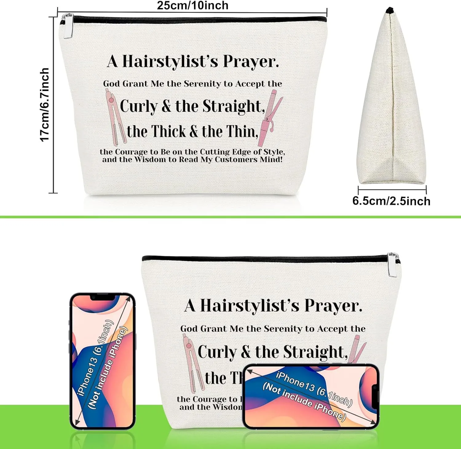 Hairdresser Gifts Hair Stylist Prayer Makeup Bag Hair Stylist Presents Hairstylist Gift Christian Appreciation Presents for Salon Religious Birthday Cosmetic Bag Cosmetology Graduation Travel Pouch