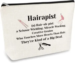 Hairdresser Gifts Hairapist Makeup Bag Hair Stylist Gifts Cosmetic Bag Inspirational Gift for Hairdresser Hair Dresser Cosmetology Graduation Gift Hairstylist Cosmetic Pouch Christmas Birthday Present