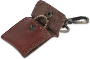 Handmade Full Grain Leather Wedding Ring Pouch Keychain Engagement Ring Case & Key Ring Holder Jewelry Organizer