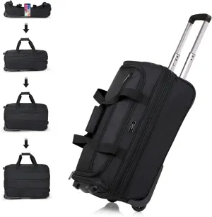 Hanke 20 Inch Expandable Carry On Luggage Suitcases with Wheels Foldable Duffle Bag for Travel Carry On suitcase Weekend Bag for Women MenBlack