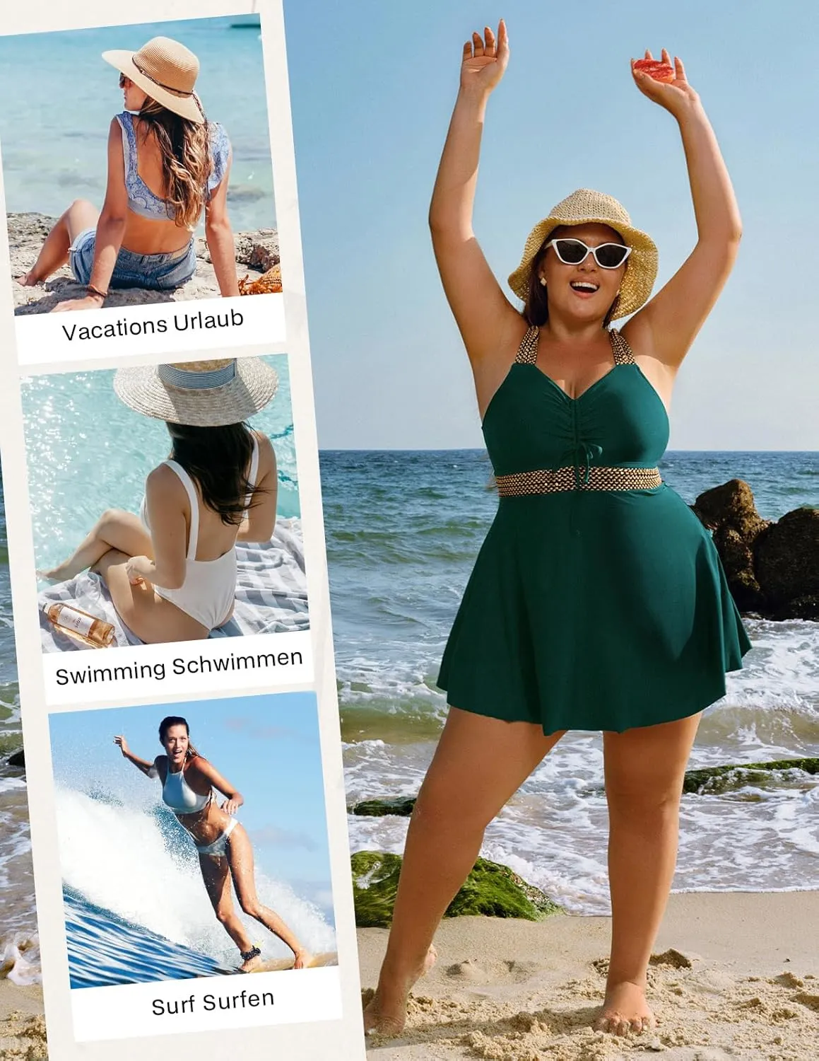 Hanna Nikole Womens Plus Size Tankini Swimsuit Two Piece Flowy Swimdress Tummy Control Bathing Suits with Shorts
