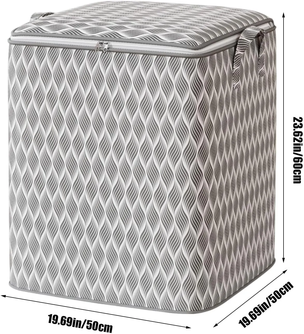Heavy Duty Storage Bag with Reinforced Handles, Large Capacity Moving and Packing Bag for Clothes, Quilts, Bedding, Collapsible, Waterproof, Double Zipper for Travel, Dorm, and Toy Storage, 60x50x50cm