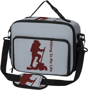 Hiking Is My Life Large Insulated Lunch Bag Reusable Lunch Cooler Bags Tote for Work Picnic Outdoor