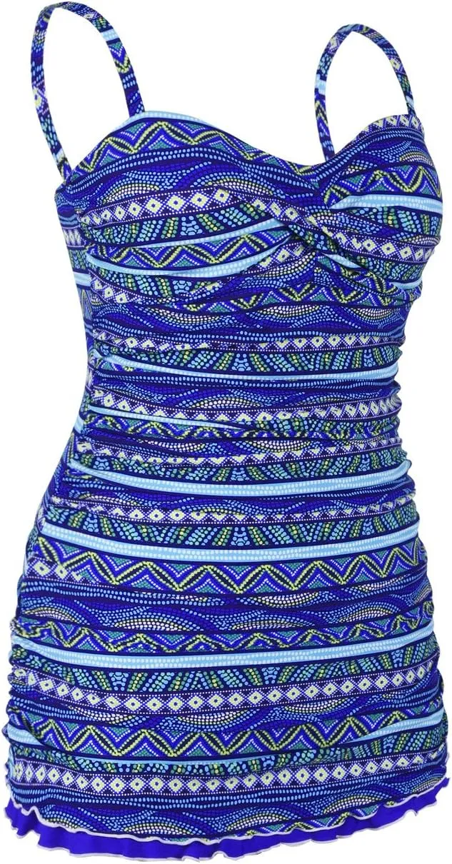 Hilor Women's One Piece Swimsuits Tummy Control Swimwear Ruffle Swimdress with Built in Swim Brief