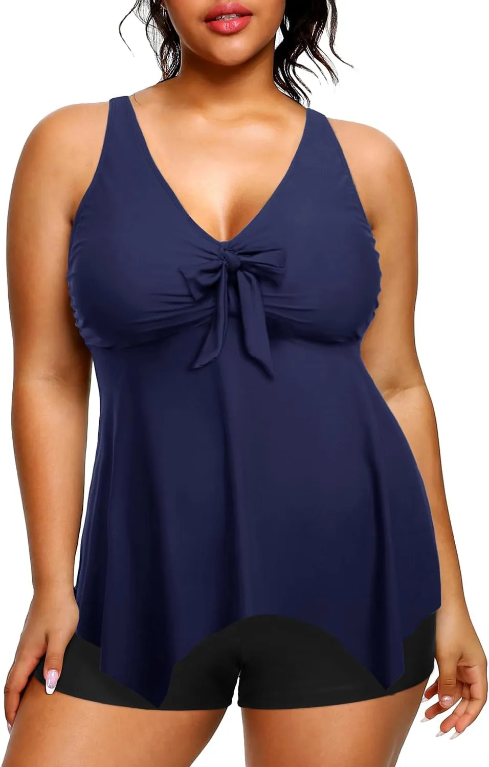 Holipick 2 Piece Plus Size Swimsuits for Women Tankini Bathing Suit Swimwear Tummy Control Flowy Tops and Boyshorts Modest