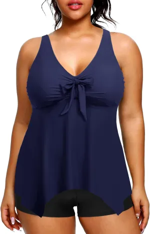 Holipick 2 Piece Plus Size Swimsuits for Women Tankini Bathing Suit Swimwear Tummy Control Flowy Tops and Boyshorts Modest