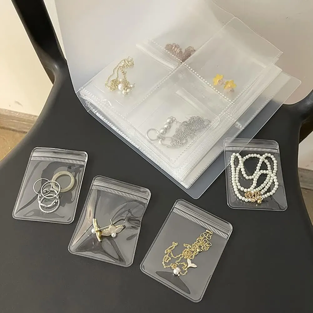 HOMU Transparent Jewelry Storage Book Clear Jewelry Organizer Book Jewelry Storage Album Earrings Ear Studs Holder Rings Necklace Bracelets Storage Bag for Jewelry Display (60 Seal Bag)