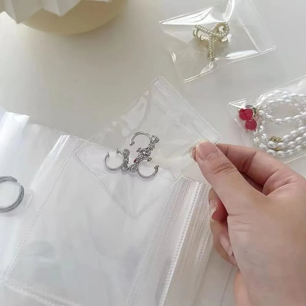 HOMU Transparent Jewelry Storage Book Clear Jewelry Organizer Book Jewelry Storage Album Earrings Ear Studs Holder Rings Necklace Bracelets Storage Bag for Jewelry Display (60 Seal Bag)