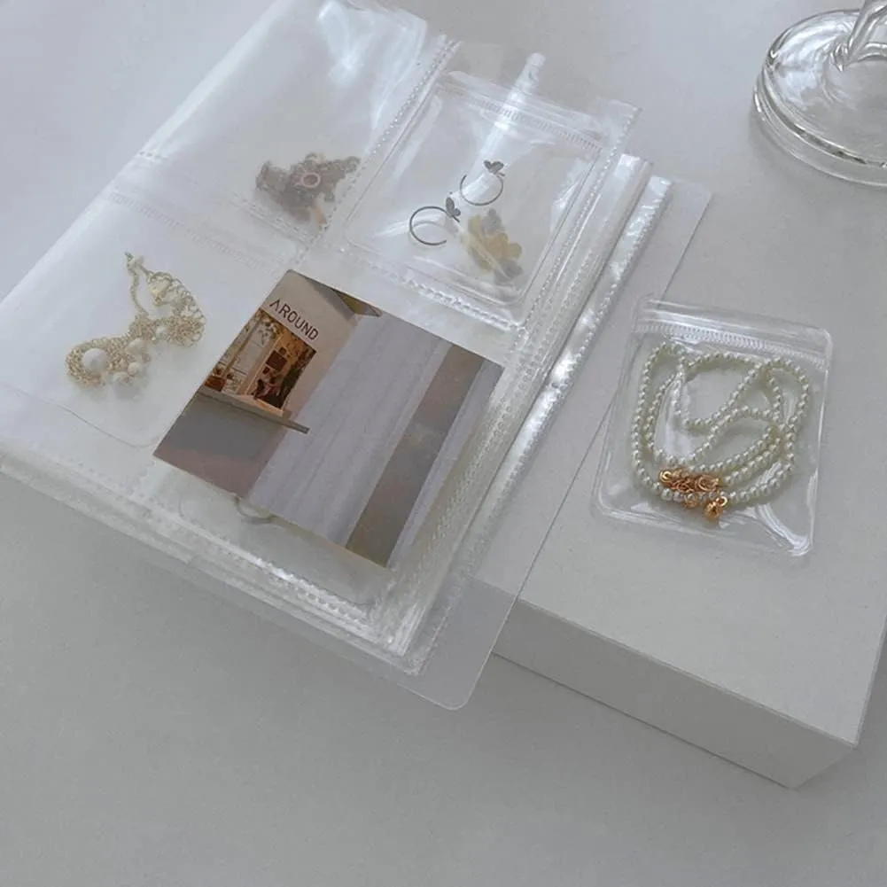 HOMU Transparent Jewelry Storage Book Clear Jewelry Organizer Book Jewelry Storage Album Earrings Ear Studs Holder Rings Necklace Bracelets Storage Bag for Jewelry Display (60 Seal Bag)