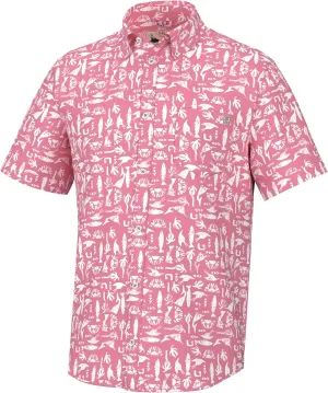 HUK Men's Kona Pattern Short Sleeve Fishing Button Down Shirt