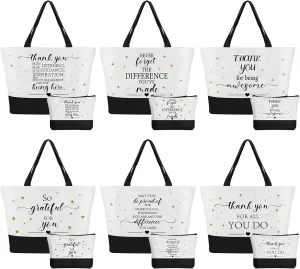 IANFEPH 12 Pcs Thank You Canvas Bag for Women Gifts Bag Bulk for Women Employee Appreciation Tote Bag Inspirational Gift for Nurse Teacher Lady Team Coworker Inspired Gifts