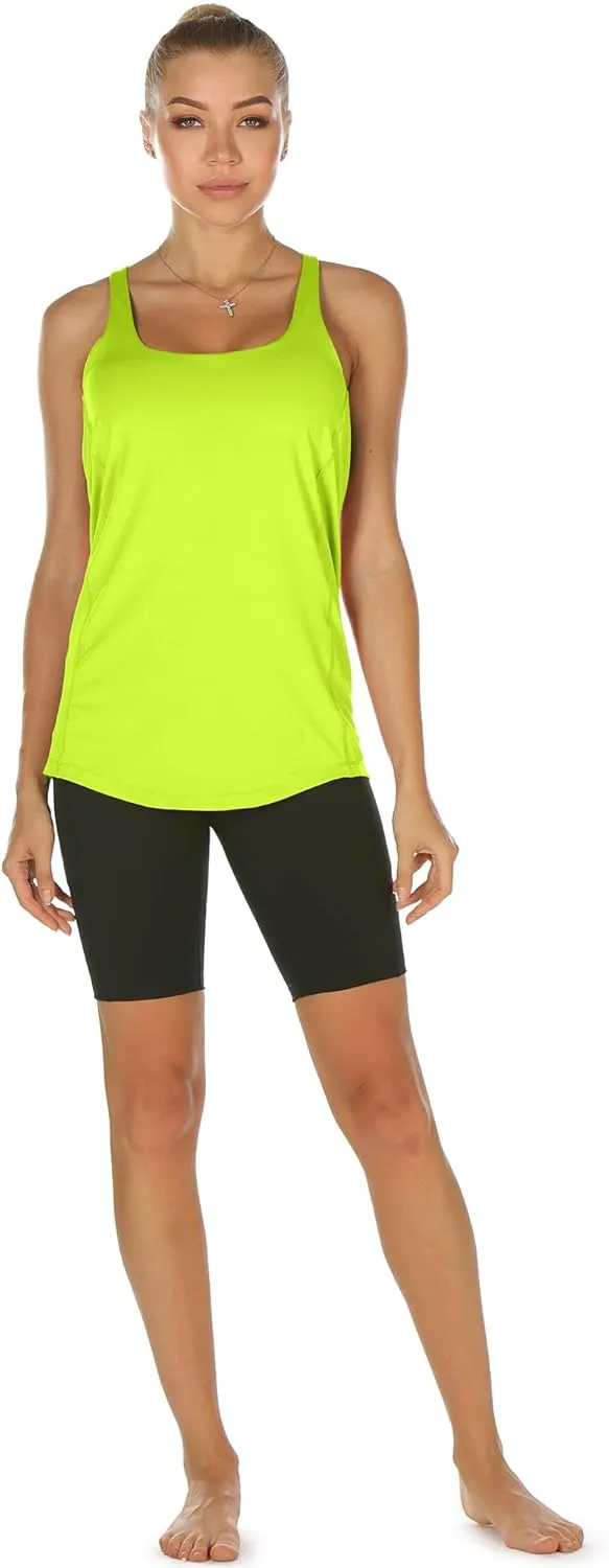 icyzone Workout Tank Tops Built in Bra - Women's Strappy Athletic Yoga Tops, Exercise Running Gym Shirts