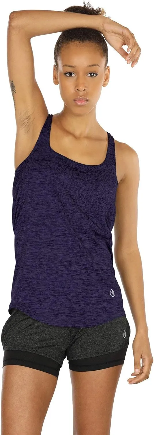 icyzone Workout Tank Tops Built in Bra - Women's Strappy Athletic Yoga Tops, Exercise Running Gym Shirts