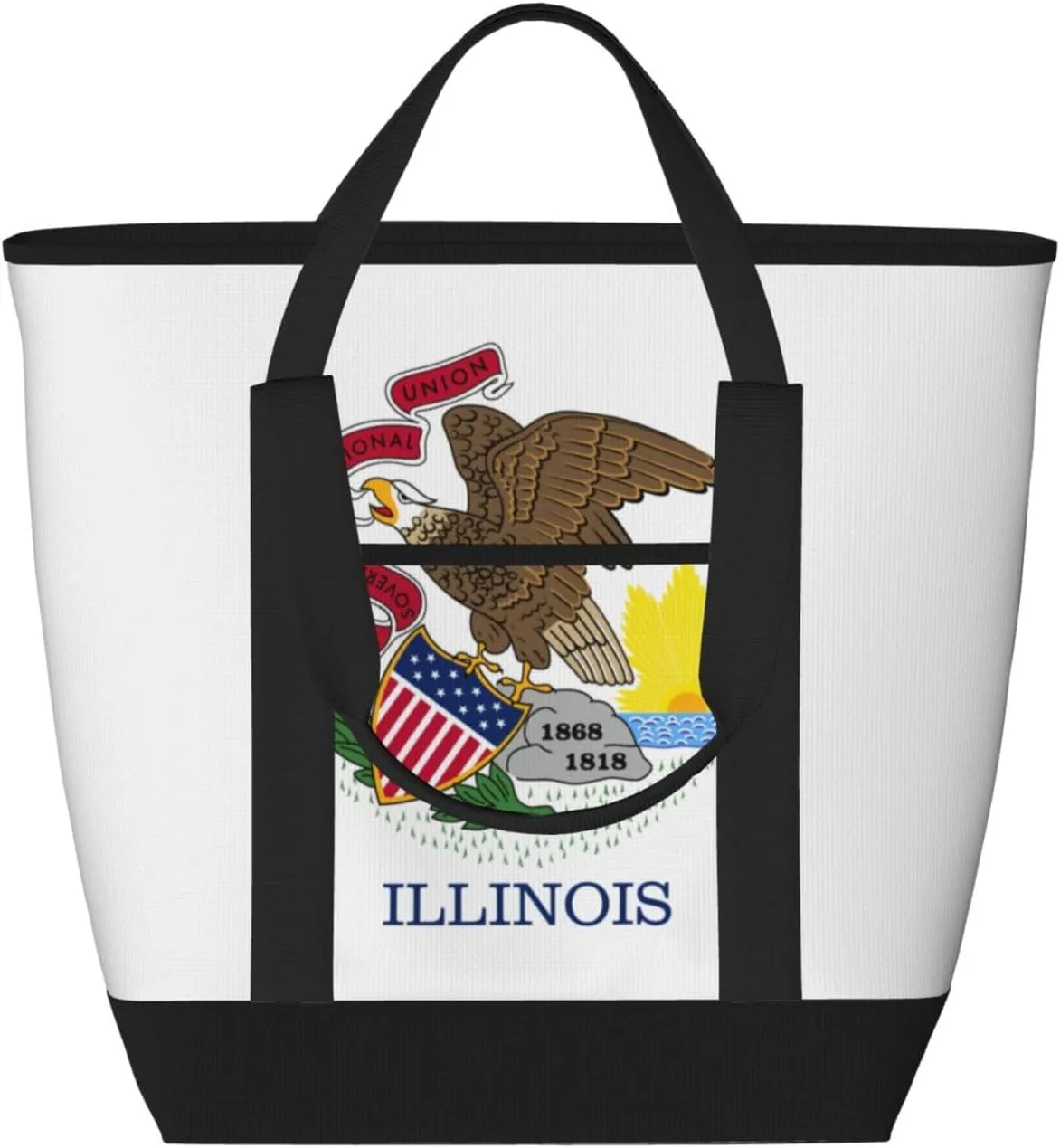 Illinois State Flag Women's tote bags and reusable women's beach bags are suitable for travel insulation and cooling bags.