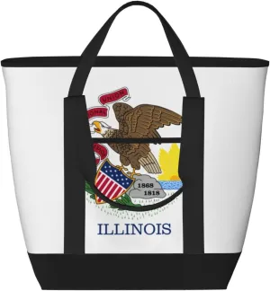 Illinois State Flag Women's tote bags and reusable women's beach bags are suitable for travel insulation and cooling bags.