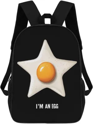 Im An Egg Fried Egg 17 Inch Shoulder Backpack Fashion Laptop Bag Travel Daypack for Camping Hiking
