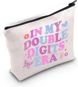 In My Double Digits Era Makeup Bag 10th Birthday Gift 10 Years Old Birthday Ten Birthday Gift Cosmetic Bag (IN MY DOUBLE DIGITS)