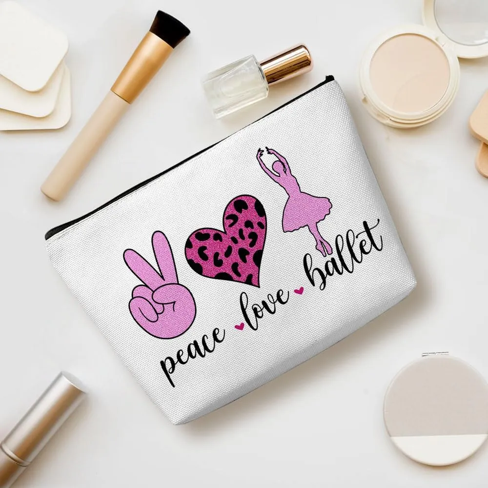 Inspirational Cosmetic Bag for Women Ballet Dance Gifts, Ballet Gifts, Ballet Recital Gifts for Girls, Ballerina Dancing Makeup Bag Cosmeticcase for Dancer Ballet Lovers Birthday Friendship Christmas