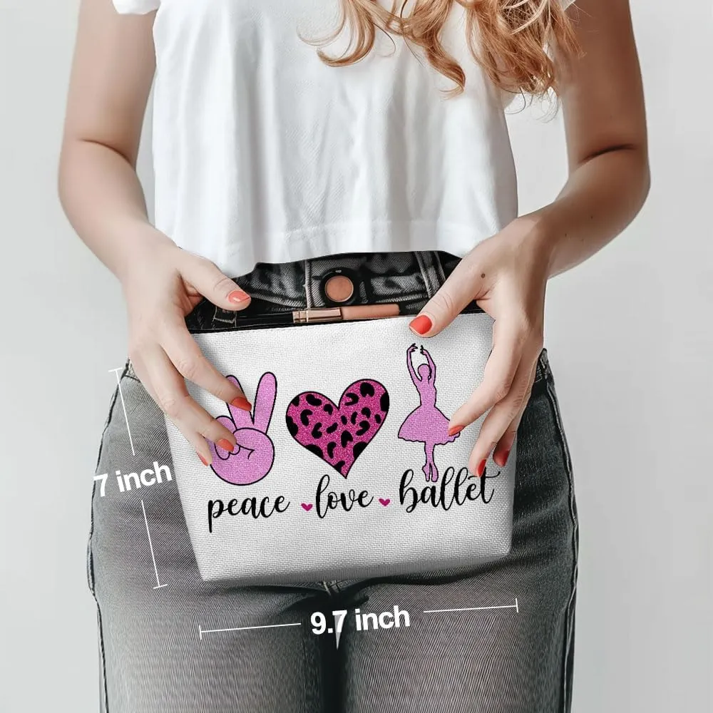 Inspirational Cosmetic Bag for Women Ballet Dance Gifts, Ballet Gifts, Ballet Recital Gifts for Girls, Ballerina Dancing Makeup Bag Cosmeticcase for Dancer Ballet Lovers Birthday Friendship Christmas