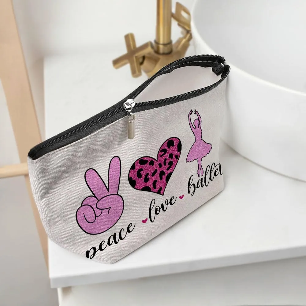 Inspirational Cosmetic Bag for Women Ballet Dance Gifts, Ballet Gifts, Ballet Recital Gifts for Girls, Ballerina Dancing Makeup Bag Cosmeticcase for Dancer Ballet Lovers Birthday Friendship Christmas
