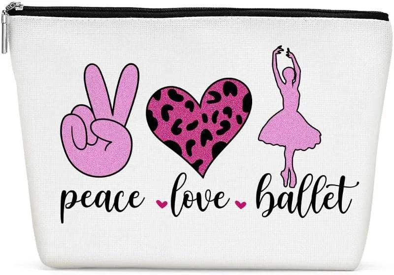 Inspirational Cosmetic Bag for Women Ballet Dance Gifts, Ballet Gifts, Ballet Recital Gifts for Girls, Ballerina Dancing Makeup Bag Cosmeticcase for Dancer Ballet Lovers Birthday Friendship Christmas