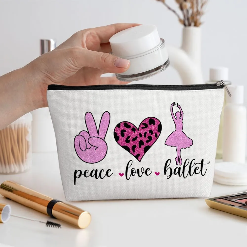 Inspirational Cosmetic Bag for Women Ballet Dance Gifts, Ballet Gifts, Ballet Recital Gifts for Girls, Ballerina Dancing Makeup Bag Cosmeticcase for Dancer Ballet Lovers Birthday Friendship Christmas