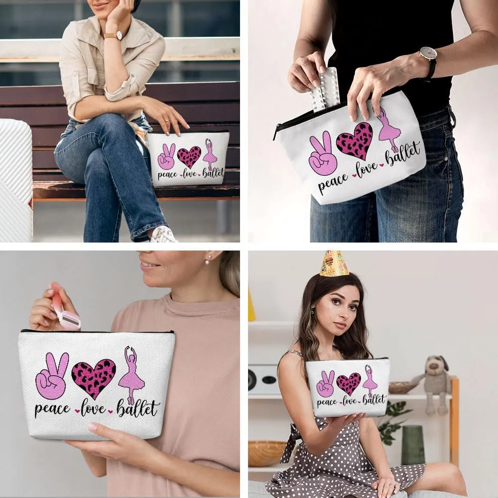 Inspirational Cosmetic Bag for Women Ballet Dance Gifts, Ballet Gifts, Ballet Recital Gifts for Girls, Ballerina Dancing Makeup Bag Cosmeticcase for Dancer Ballet Lovers Birthday Friendship Christmas