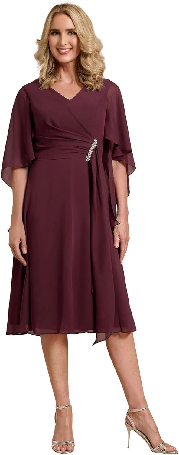ISABUFEI Mother of The Bride Dresses for Wedding Chiffon Formal Evening Dresses V-Neck Wedding Guest Dresses for Women