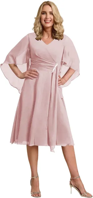 ISABUFEI Mother of The Bride Dresses for Wedding Chiffon Formal Evening Dresses V-Neck Wedding Guest Dresses for Women