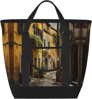 Italian Old Street Women's tote bags and reusable women's beach bags are suitable for travel insulation and cooling bags.