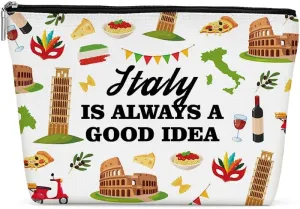 Italy Gifts Makeup Bag, Italy Souvenir Italy Lovers Gift Funny Italy Travel Vacation Cosmetic Bag for Women Friend Sister Grandma Girls Trip Birthday Christmas Bachelorette Party Friendship Gifts