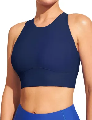 IUGA Bikini Tops for Women Adjustable Cross Back Swim Top Quick Dry Bathing Suit Tops High Neck Swim Bra UPF 50 