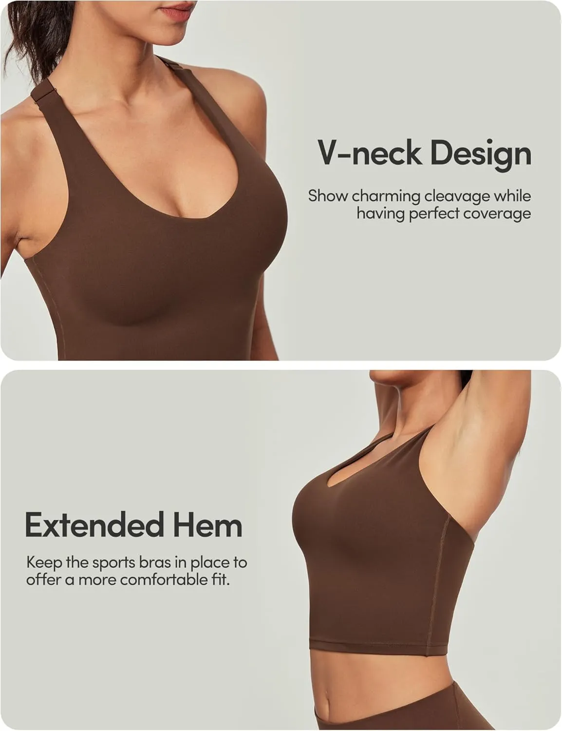 IUGA Buttery Adjustable Workout Tank Tops Woman with Built in Bra Y Back Longline Sports Bra Athletic V-Neck Crop Tops