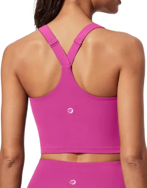 IUGA Buttery Adjustable Workout Tank Tops Woman with Built in Bra Y Back Longline Sports Bra Athletic V-Neck Crop Tops