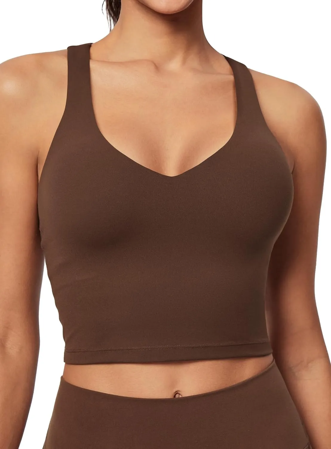 IUGA Buttery Adjustable Workout Tank Tops Woman with Built in Bra Y Back Longline Sports Bra Athletic V-Neck Crop Tops