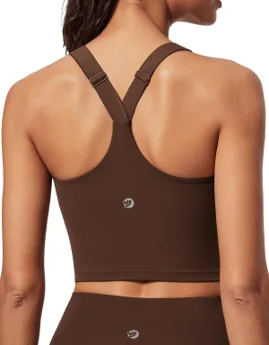 IUGA Buttery Adjustable Workout Tank Tops Woman with Built in Bra Y Back Longline Sports Bra Athletic V-Neck Crop Tops