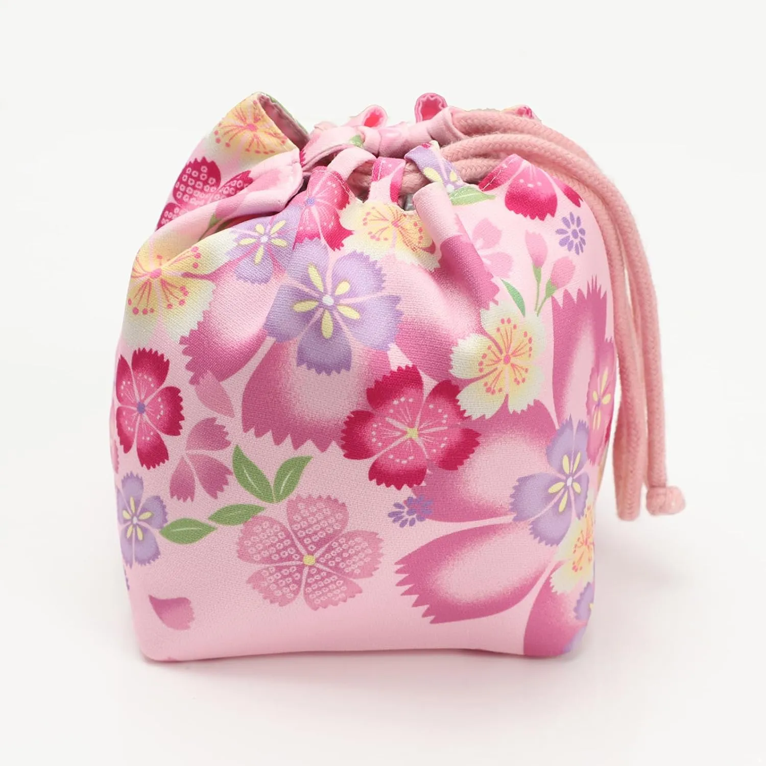 Japanese Style Bucket Handbag Wrist Bag Harajuku Floral Print Drawstring Bag Jewelry Bag Wallet Pouch