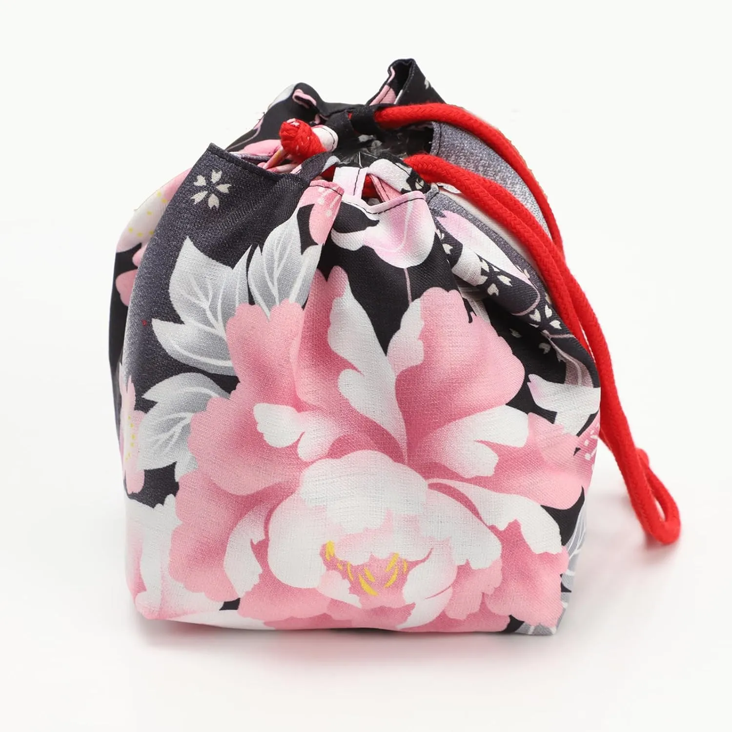 Japanese Style Bucket Handbag Wrist Bag Harajuku Floral Print Drawstring Bag Jewelry Bag Wallet Pouch