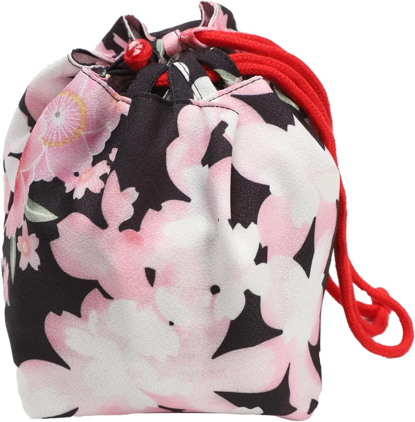 Japanese Style Bucket Handbag Wrist Bag Harajuku Floral Print Drawstring Bag Jewelry Bag Wallet Pouch